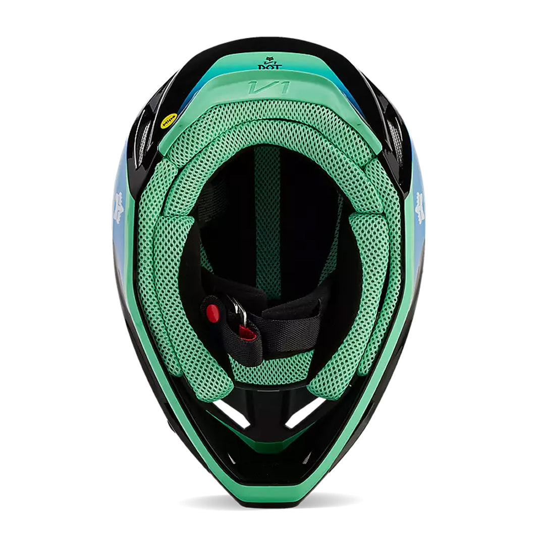 Fox Racing Youth V1 Ballast Helmet Black/Blue - Bottom Up View