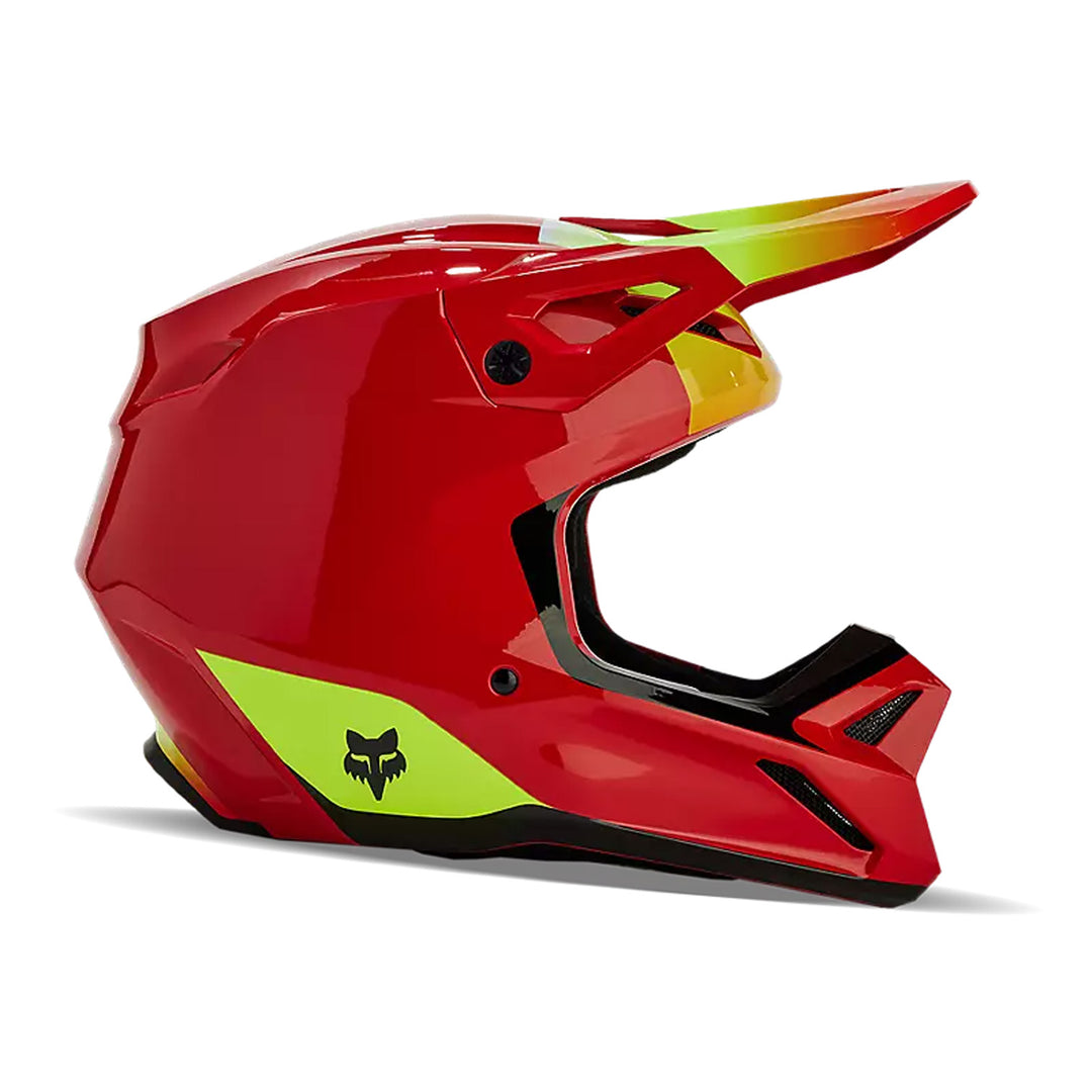 Fox Racing Youth V1 Ballast Helmet Fluorescent Red - Side View