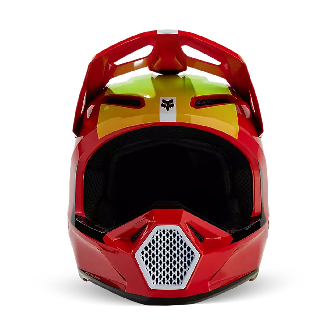 Fox Racing Youth V1 Ballast Helmet Fluorescent Red - Front View