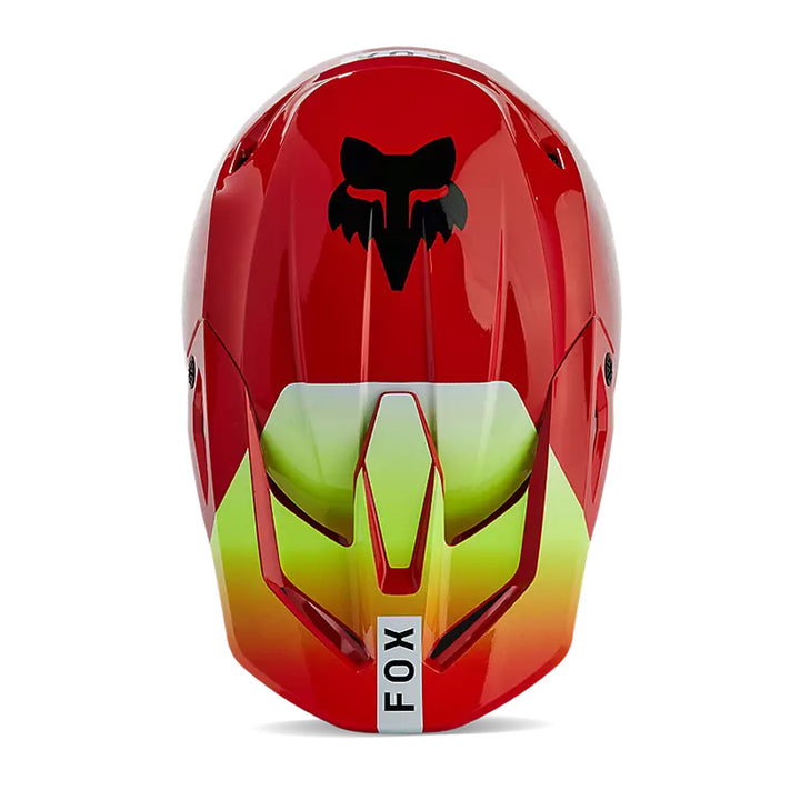 Fox Racing Youth V1 Ballast Helmet Fluorescent Red - Top Down View