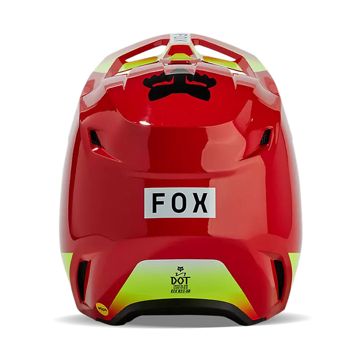Fox Racing Youth V1 Ballast Helmet Fluorescent Red - Rear View