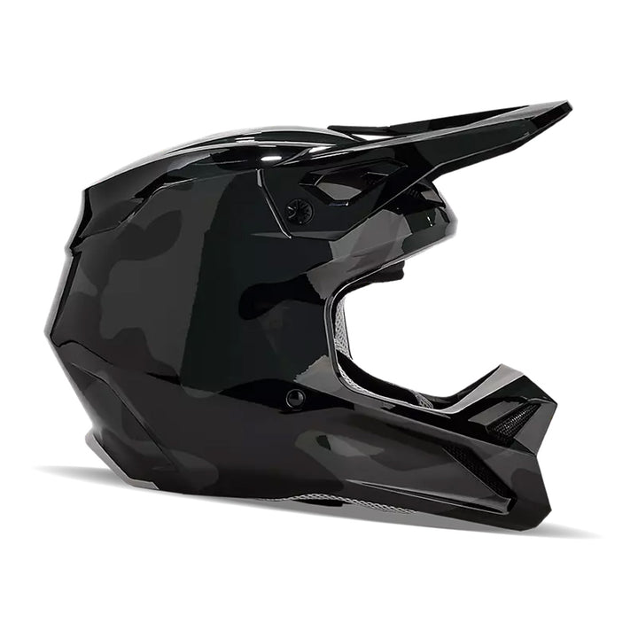 Fox Racing Youth V1 BNKR Helmet Black Camo - Side View