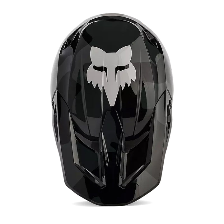 Fox Racing Youth V1 BNKR Helmet Black Camo - Top Down View