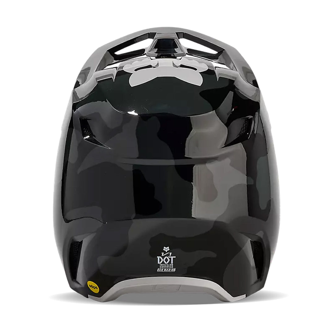 Fox Racing Youth V1 BNKR Helmet Black Camo - Rear View