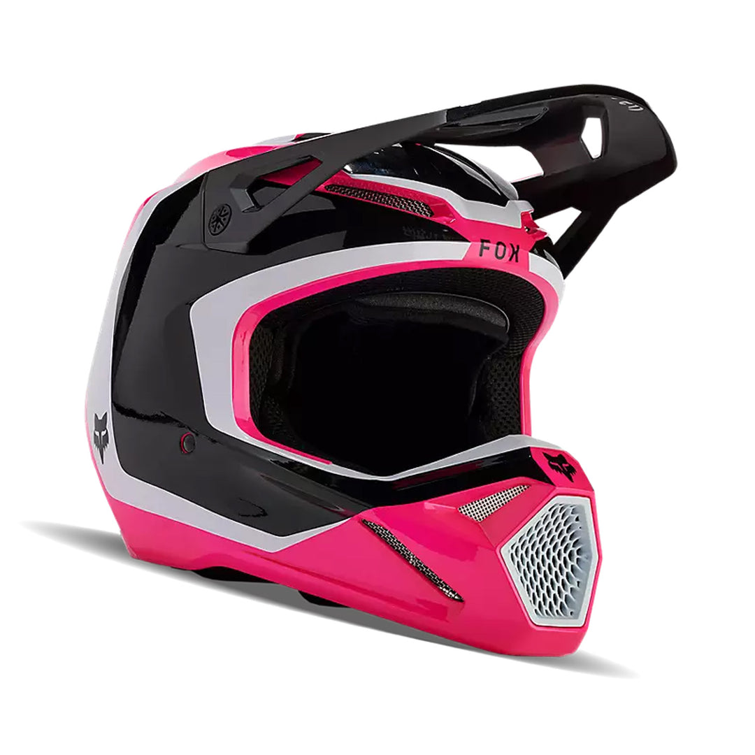 Fox Racing Youth V1 Nitro Helmet Black/Pink - Front Right Side View
