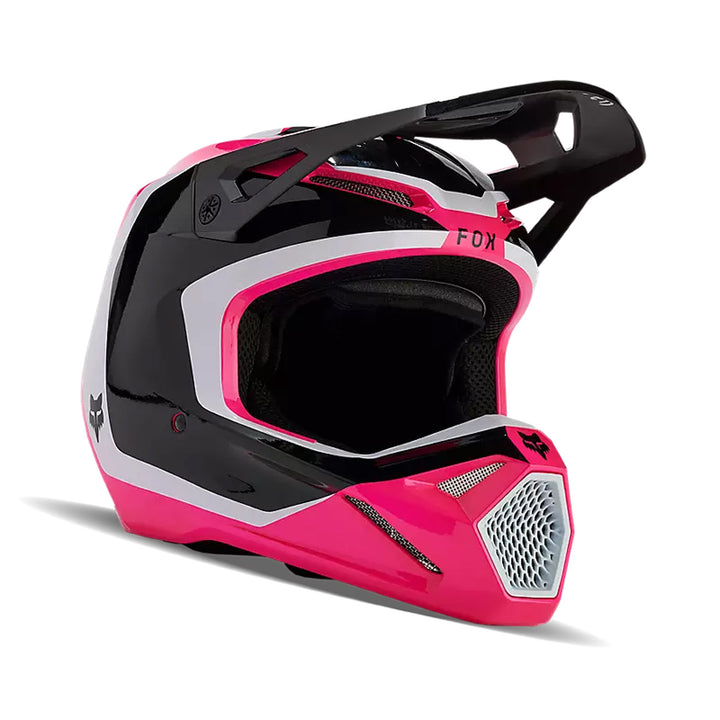 Fox Racing Youth V1 Nitro Helmet Black/Pink - Front Right Side View