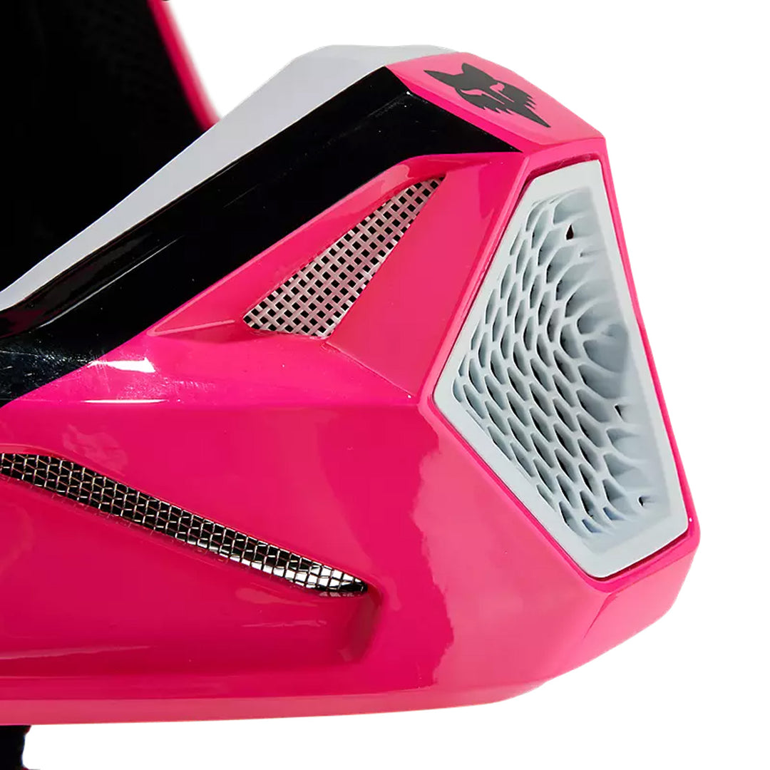 Fox Racing Youth V1 Nitro Helmet Black/Pink - Close-Up of Mouth Vent