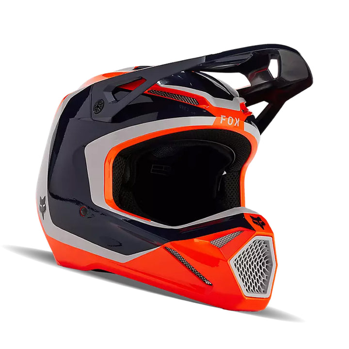 Fox Racing Youth V1 Nitro Helmet Fluorescent Orange - Front Right Side View