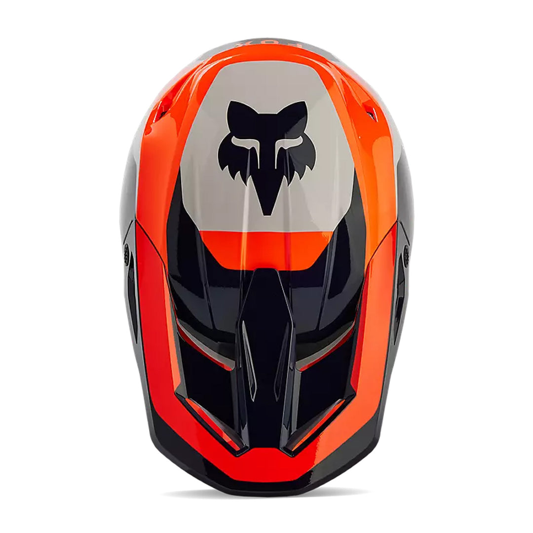 Fox Racing Youth V1 Nitro Helmet Fluorescent Orange - Top Down View