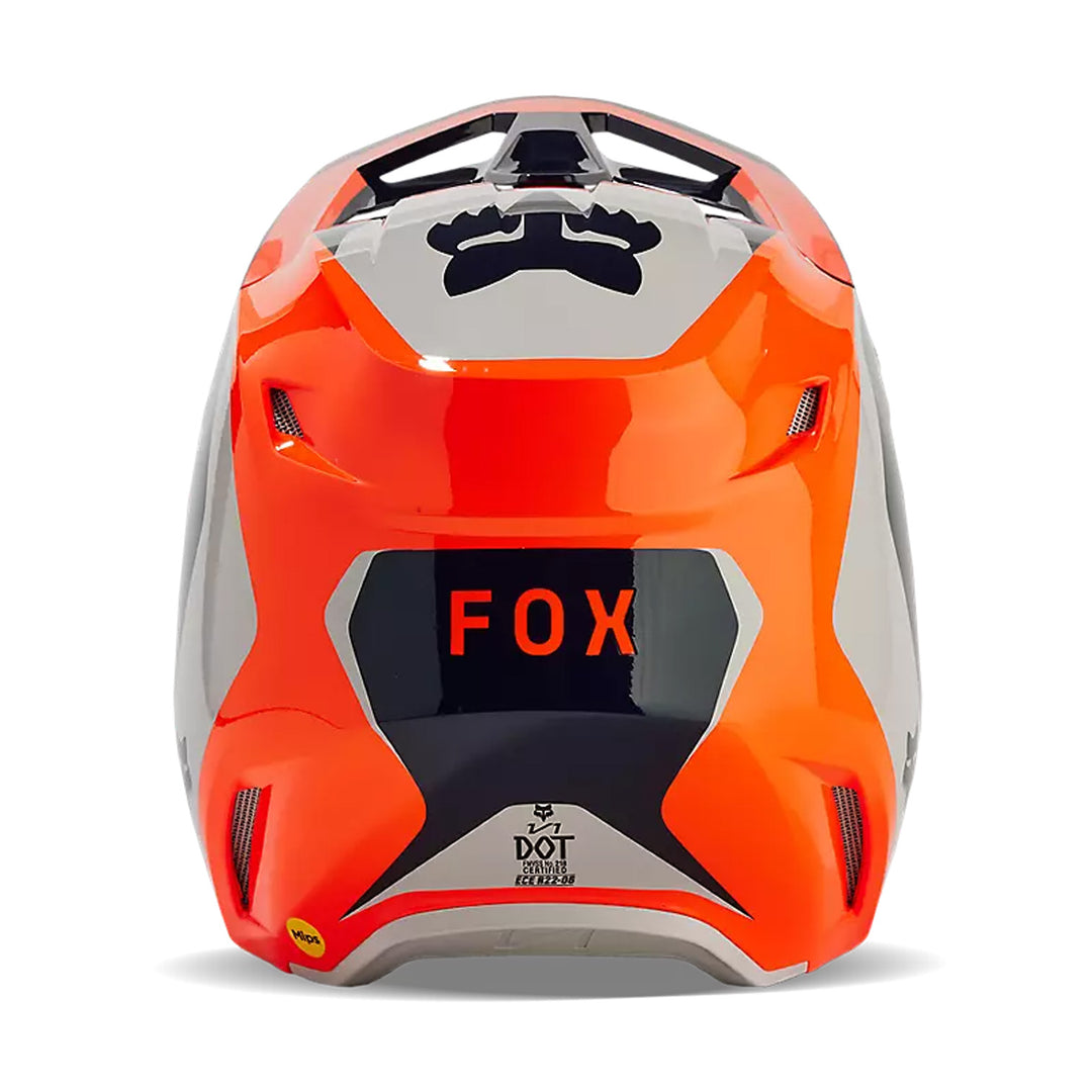 Fox Racing Youth V1 Nitro Helmet Fluorescent Orange - Rear View