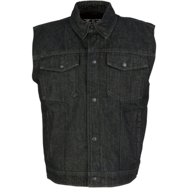 Z1R Denim Vest Black - Front View