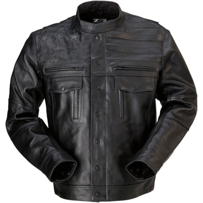 Z1R Deagle Leather Jacket Black - Front View