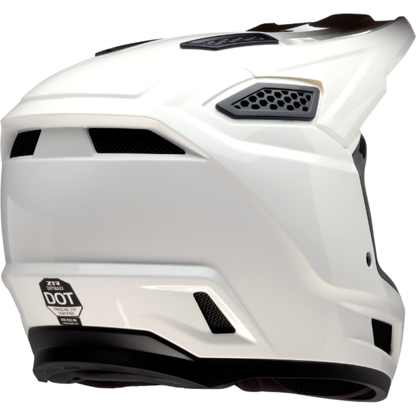 Z1R Dirt Maxx Solid Helmet White - Rear Right Side View