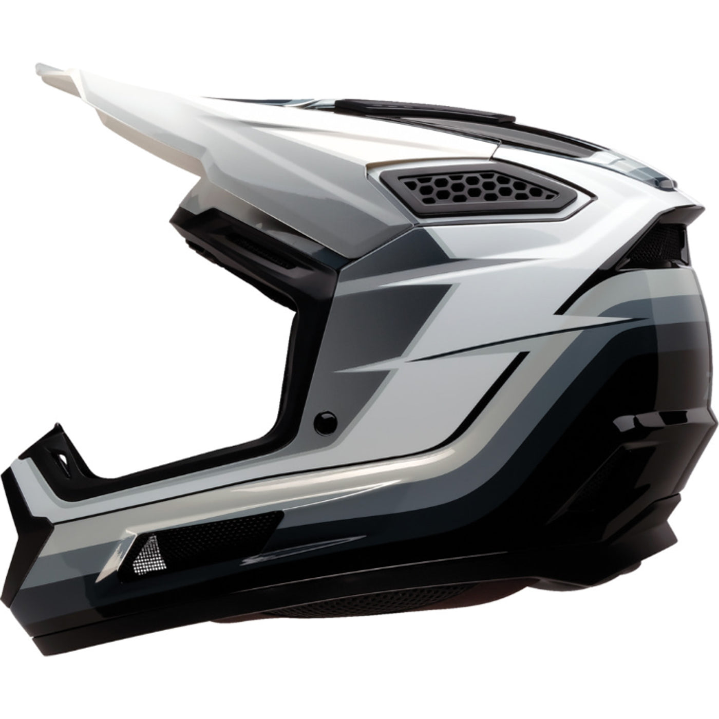 Z1R Dirt Maxx Vortex Helmet Black/White/Gray - Left Side View