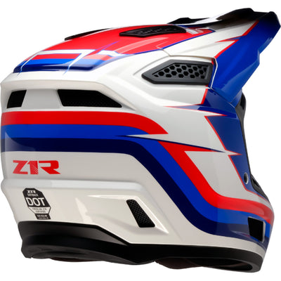 Z1R Dirt Maxx Vortex Helmet Red/White/Blue - Rear Right Side View