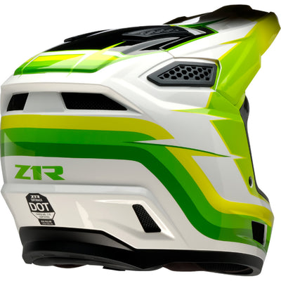 Z1R Dirt Maxx Vortex Helmet White/Green - Rear Right Side View