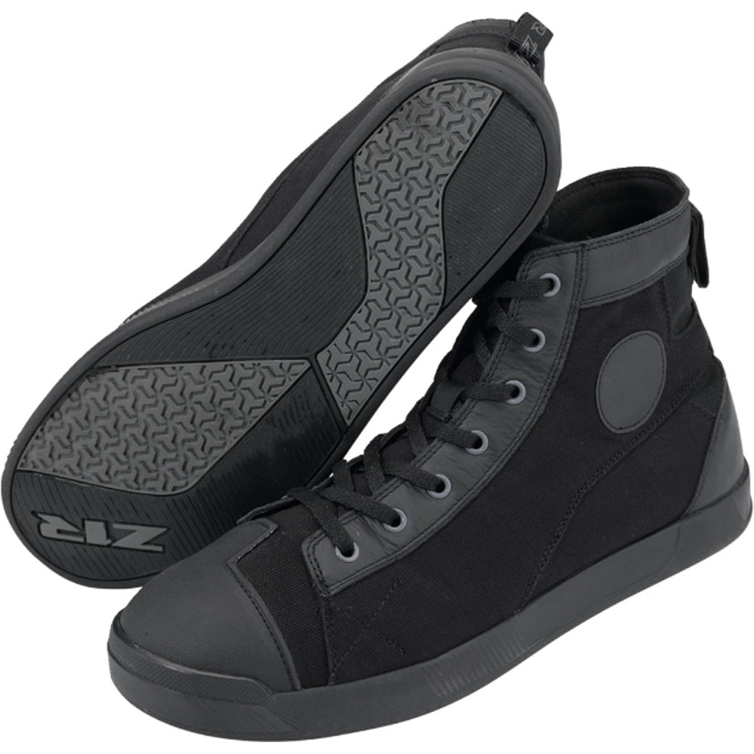 Z1R Haggard Boots Black - Side and Sole Views of Pair