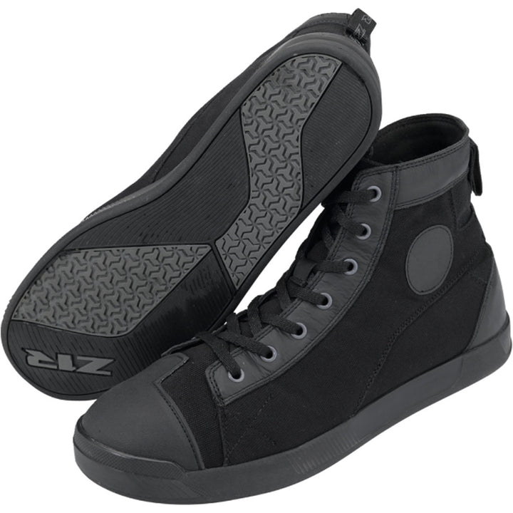 Z1R Haggard Boots Black - Side and Sole Views of Pair