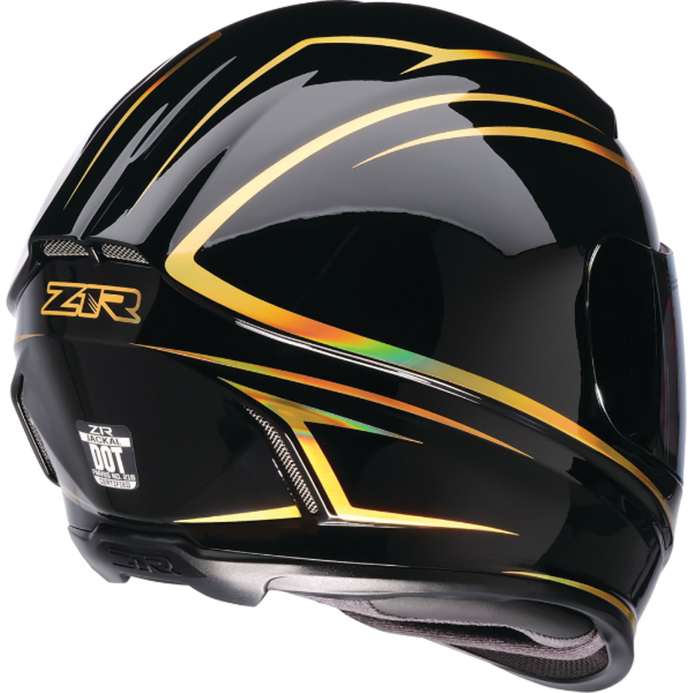 Z1R Jackal Foil Helmet Black/Gold - Rear Right Side View