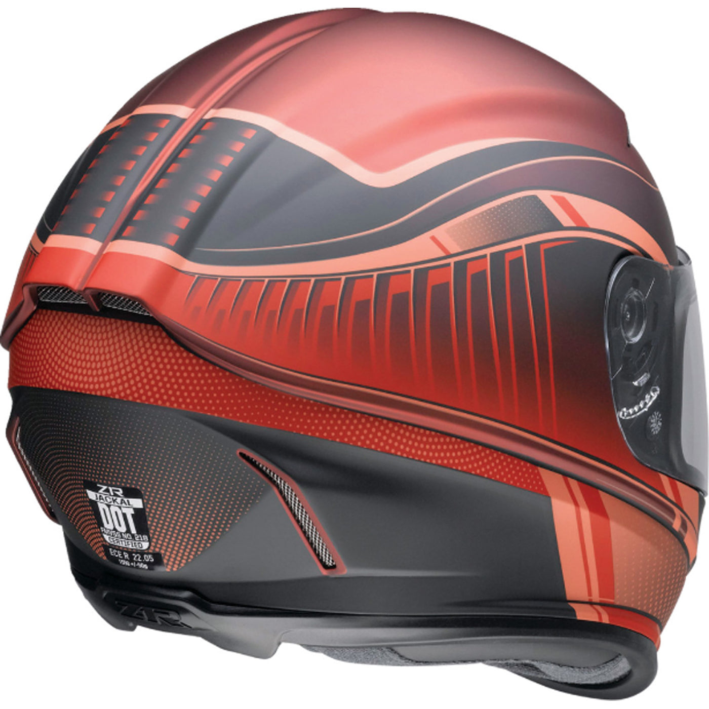 Z1R Jackal Dark Matter Helmet Red - Rear Right Side View