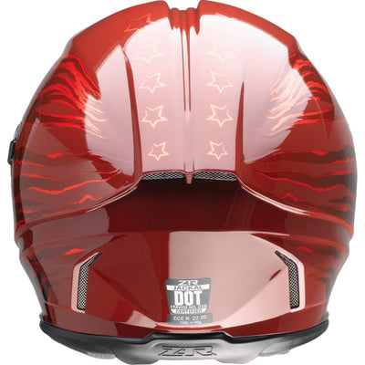 Z1R Jackal Patriot Helmet Red - Rear View