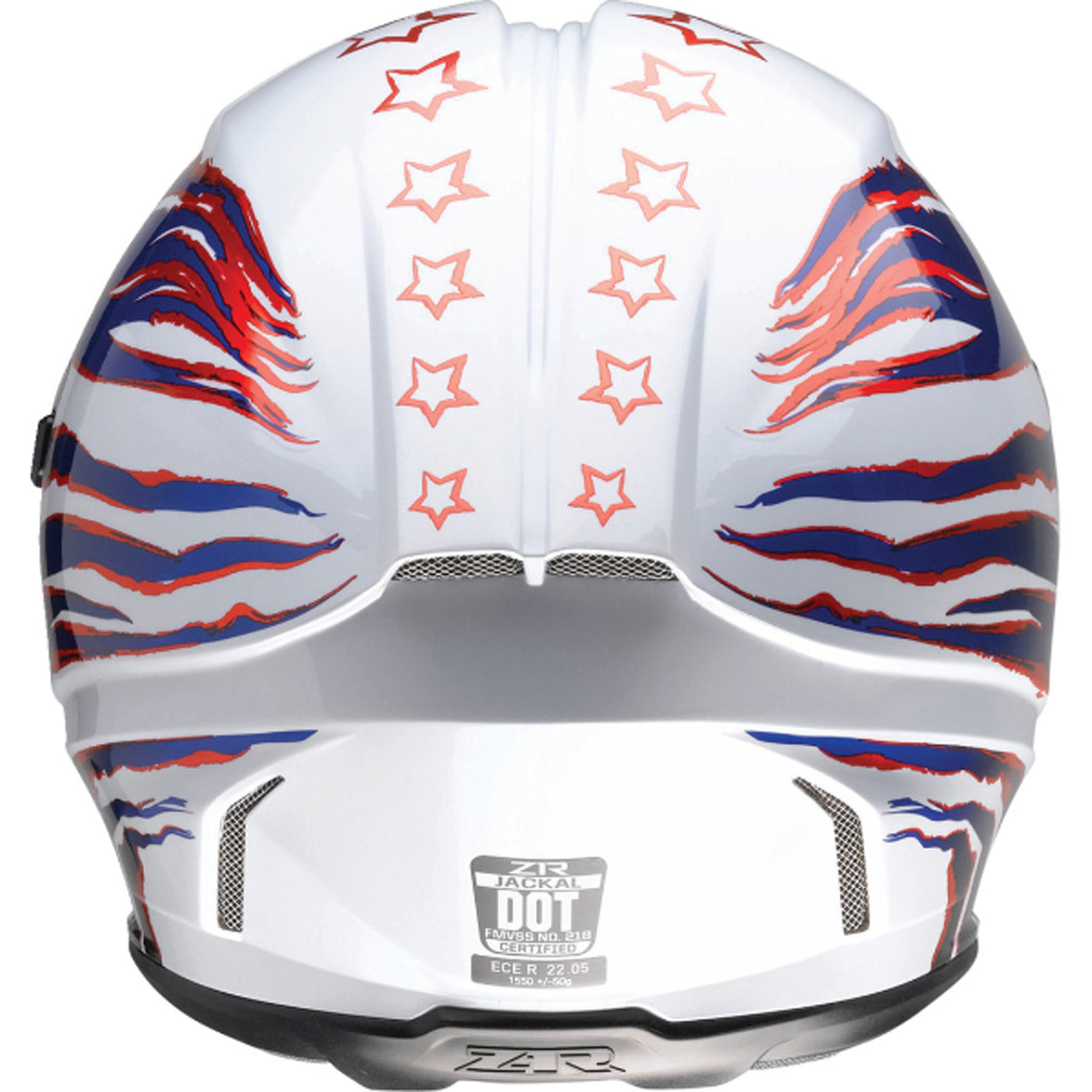 Z1R Jackal Patriot Helmet Red/White/Blue - Rear View