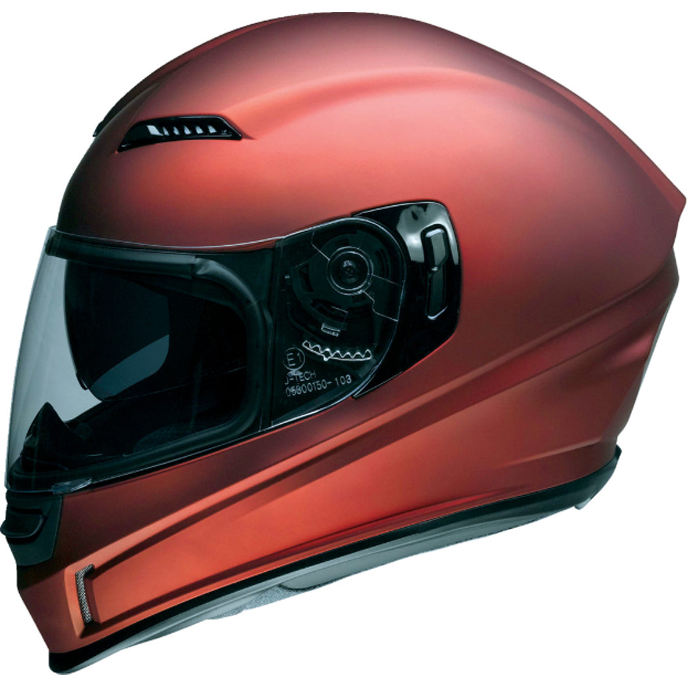 Z1R Jackal Satin Helmet Red - Left Side View