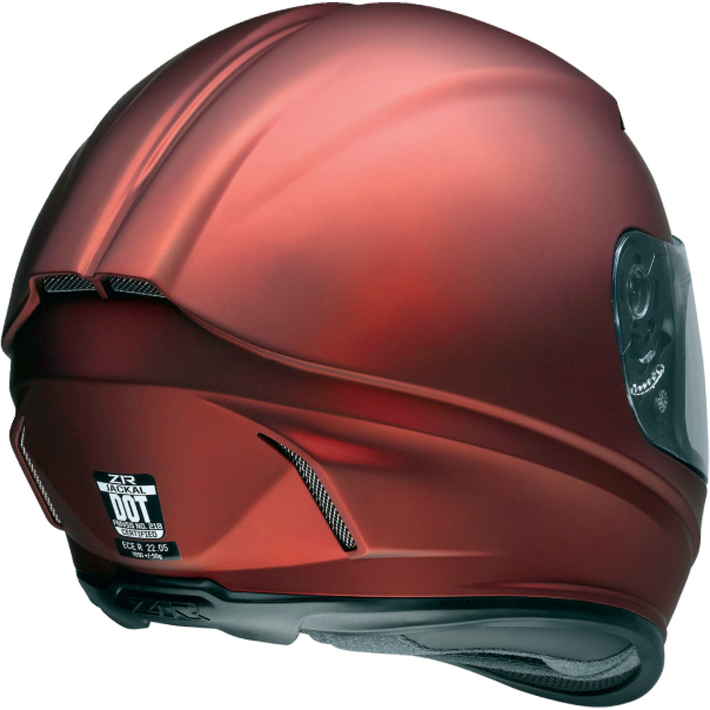 Z1R Jackal Satin Helmet Red - Rear Right Side View