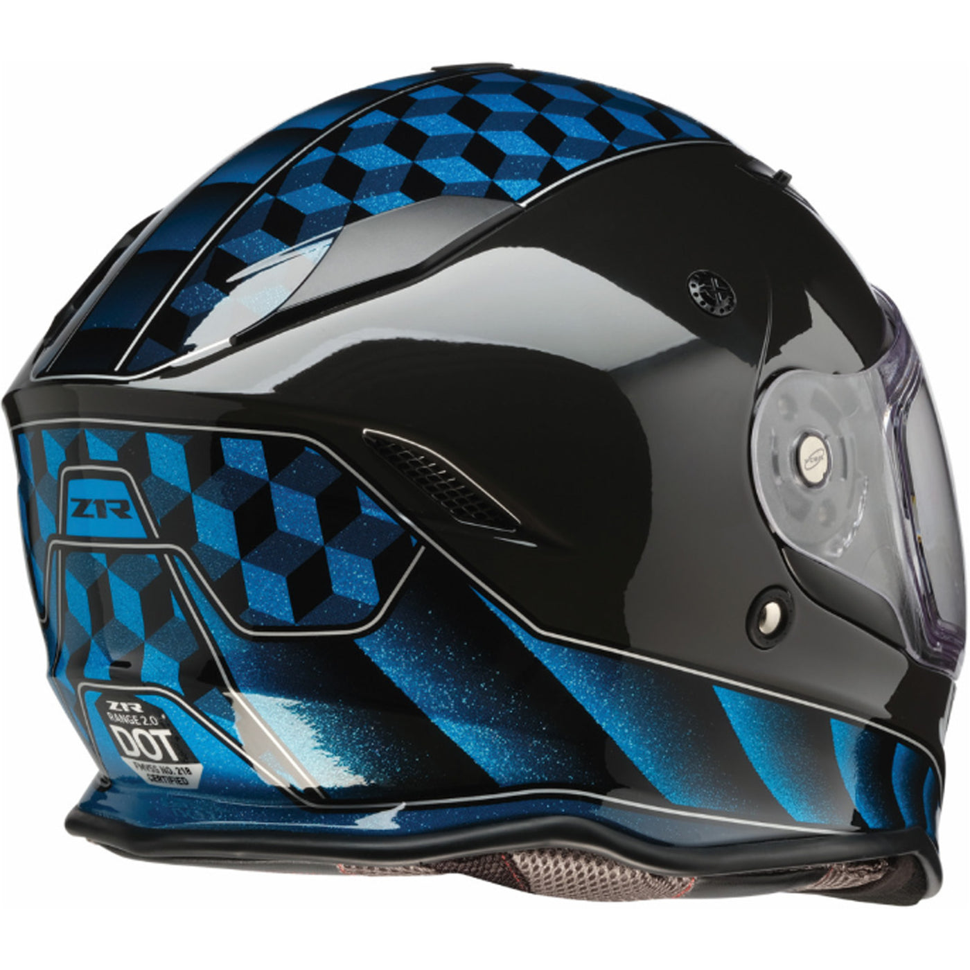 Z1R Nemesis Thunderbird Helmet Blue - Rear Right Side View