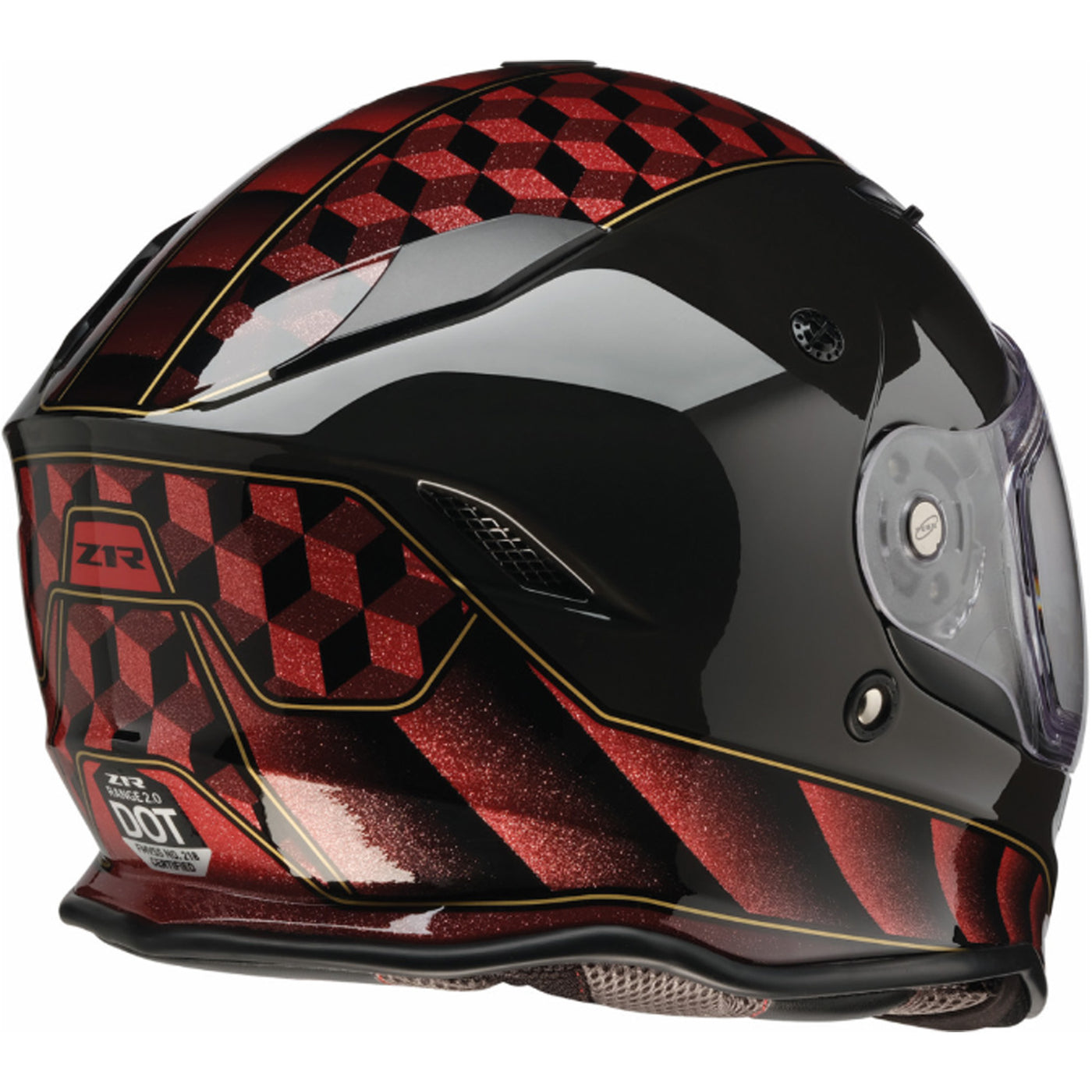 Z1R Nemesis Thunderbird Helmet Red - Rear Right Side View