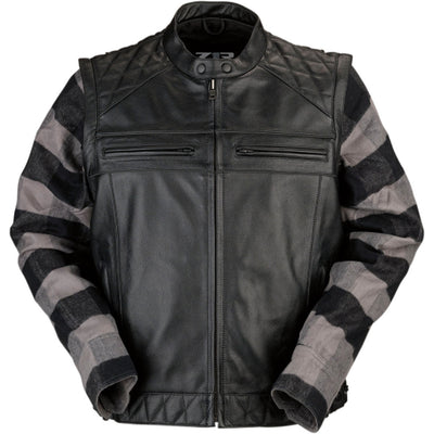 Z1R Ordinance 3-in-1 Jacket Black - Front View with Flannel Sleeves