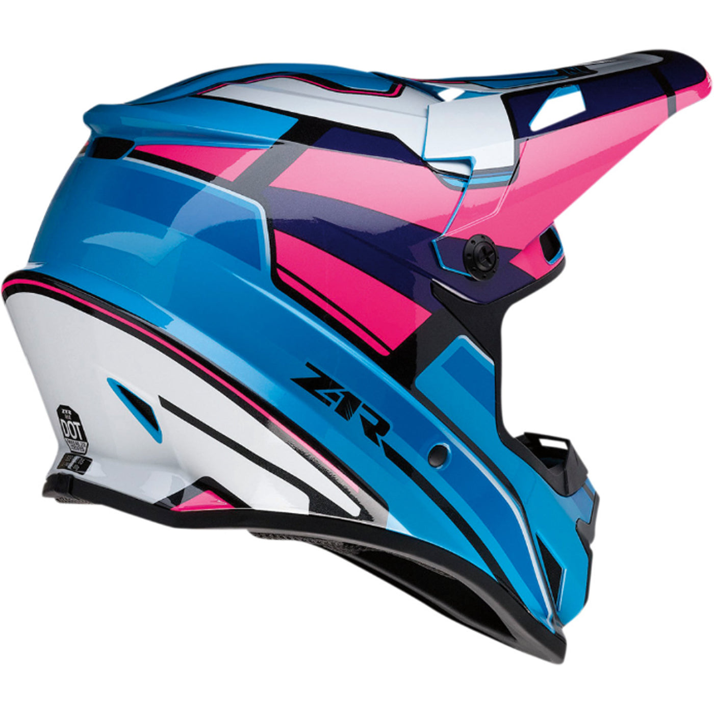 Z1R Rise MC Helmet Pink/Blue - Rear Right Side View