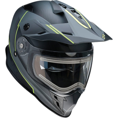 Z1R Range Bladestorm Snow Electric Helmet Gray/Black/Hi-Viz Yellow - Front Right Side View