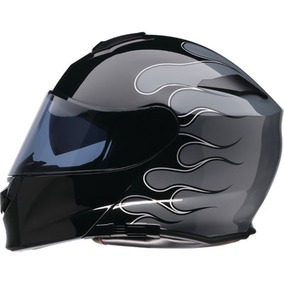 Z1R Solaris 2.0 Flame Modular Helmet Black/Gray - Left Side View