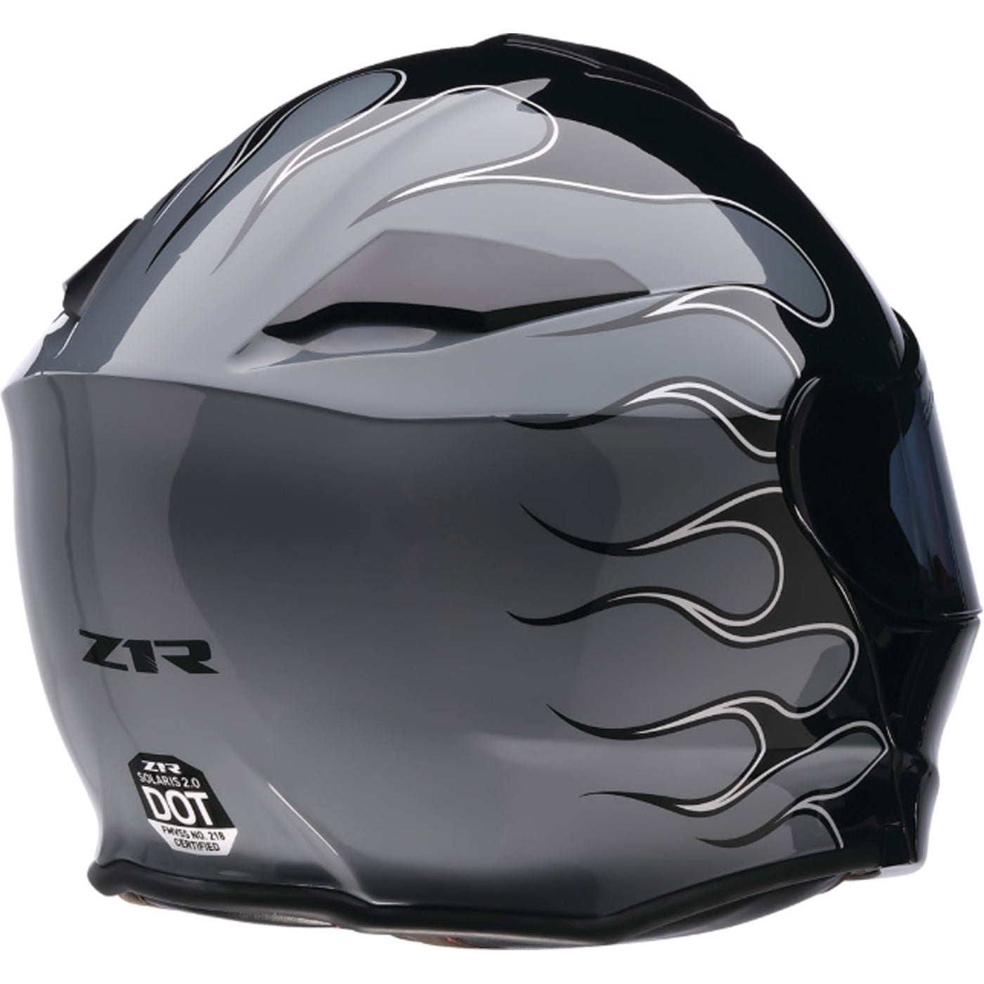 Z1R Solaris 2.0 Flame Modular Helmet Black/Gray - Rear Right Side View
