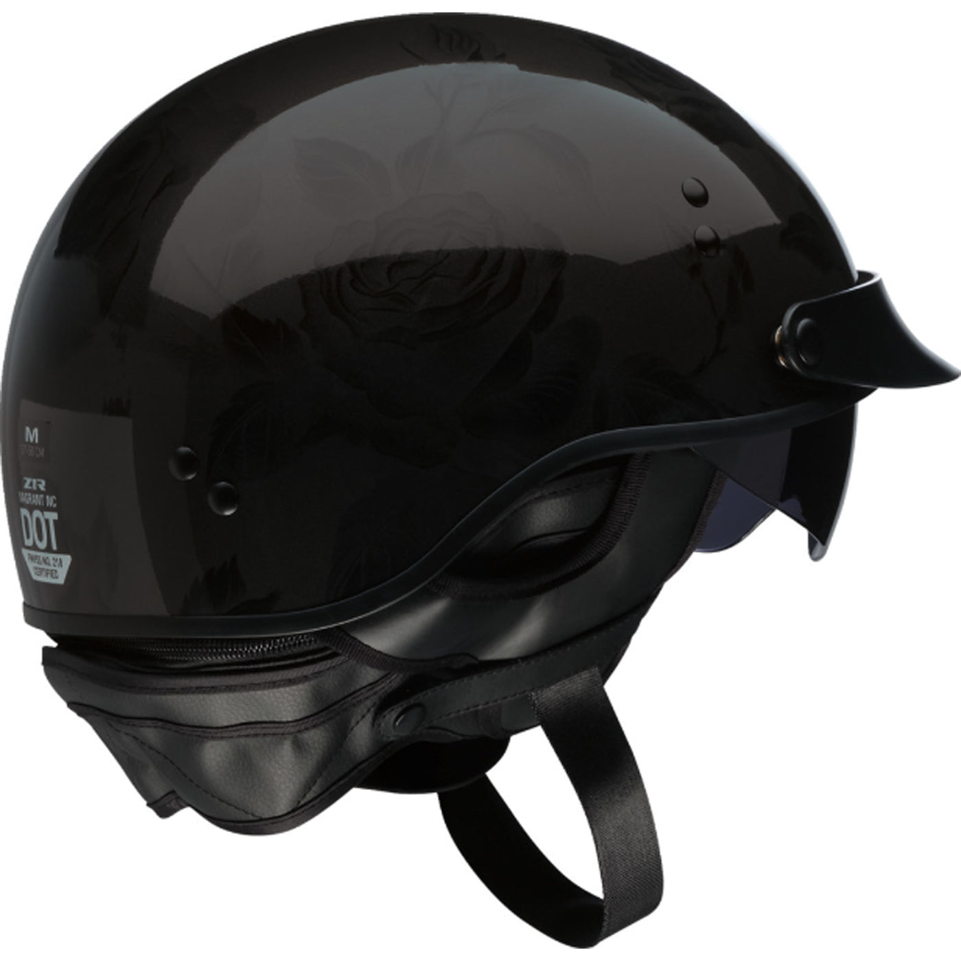 Z1R Vagrant NC Rose Helmet Black - Rear Right Side View