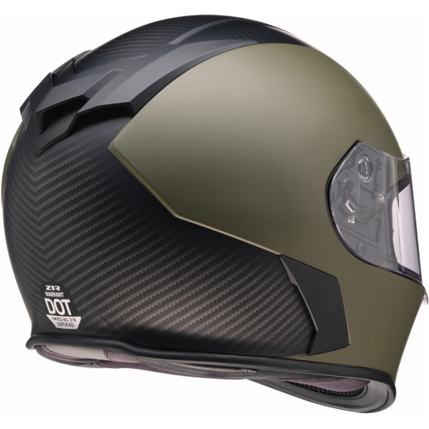 Z1R Warrant Carbon Helmet Green - Rear Right Side View