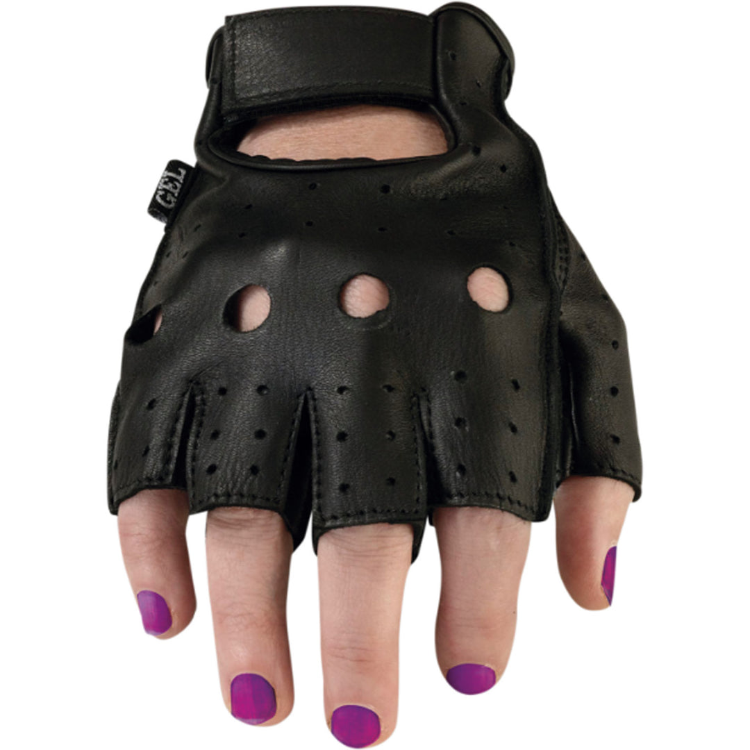 Z1R Women's 243 Half Gloves Black - Back of Hand View on Model