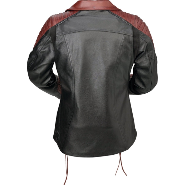 Z1R Women's Combiner Leather Jacket Black/Red - Rear View