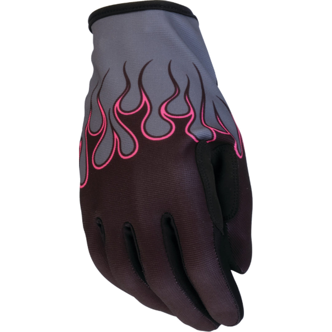 Z1R Women's Flame Gloves Pink - Back of Hand View