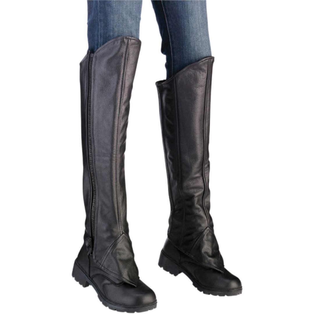 Z1R Women's Half Chaps Black - Front Side View