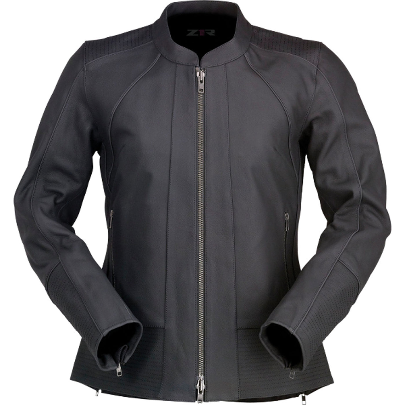 Z1R Women's Matchlock Leather Jacket Black - Front View