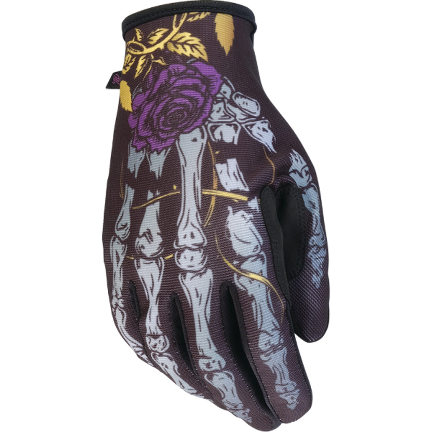 Z1R Women's Reflective Bone Gloves Black - Back of Hand View