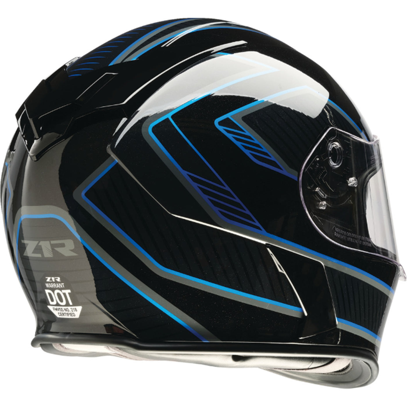 Z1R Warrant Amplify Helmet Black/Blue - Rear Right Side View