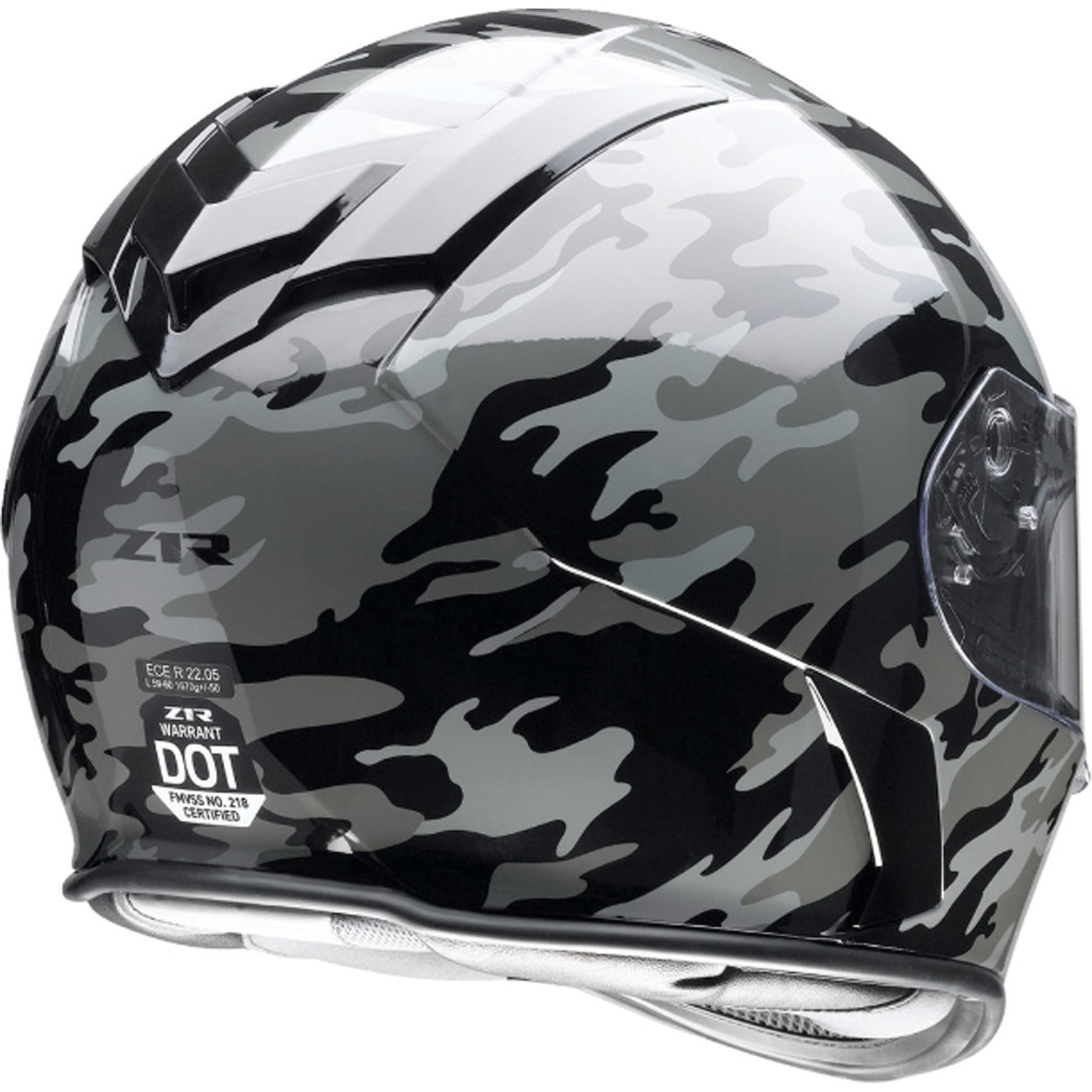 Z1R Warrant Camo Helmet Black/Gray - Rear Right Side View