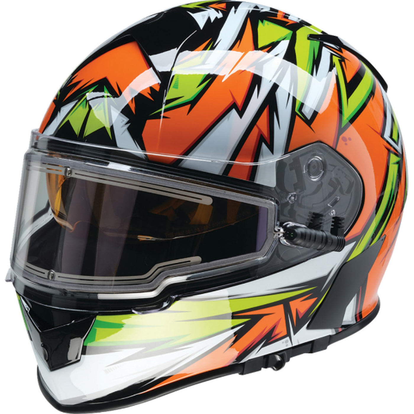 Z1R Warrant Neuron Helmet Orange/Green - Front Left Side View