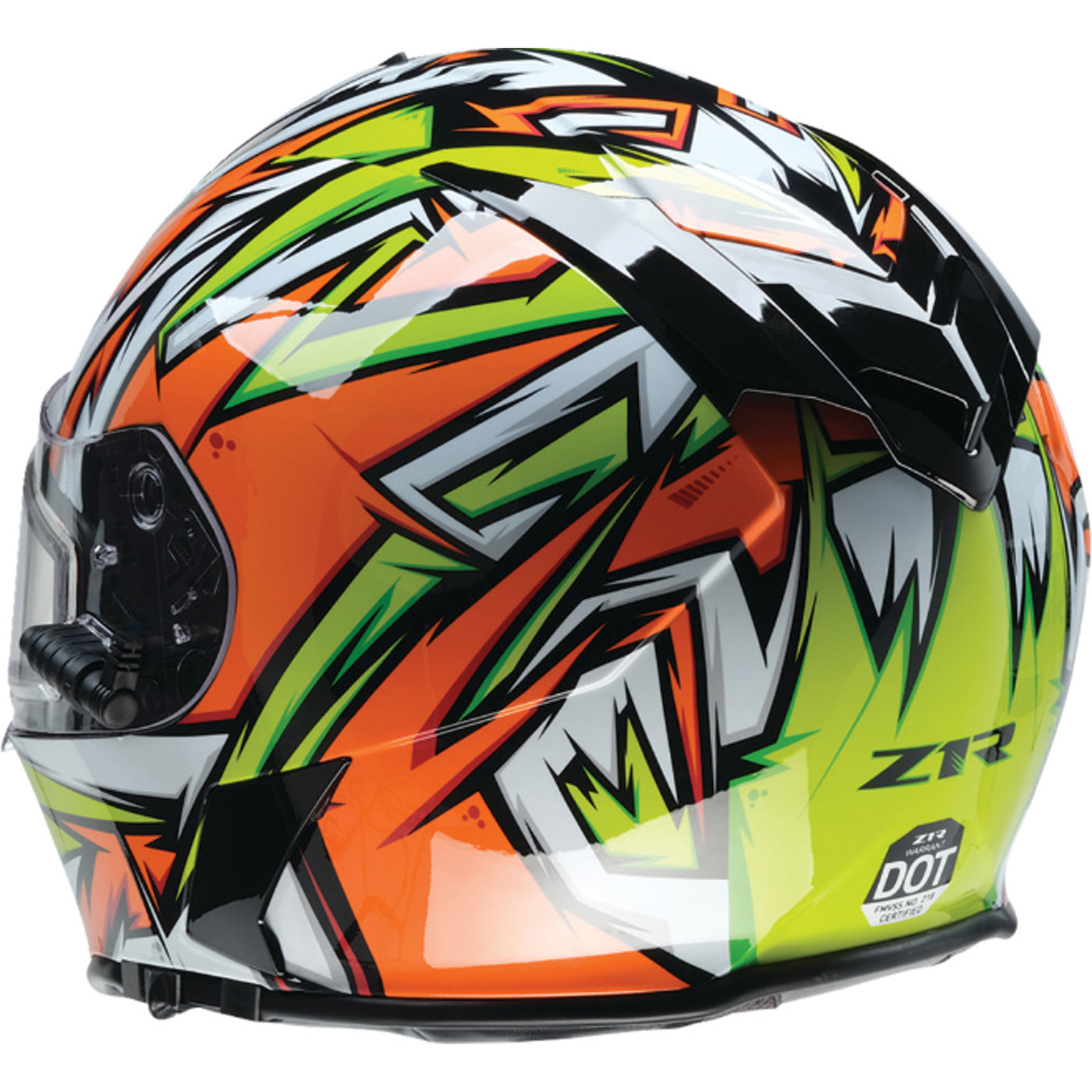 Z1R Warrant Neuron Helmet Orange/Green - Rear Left Side View