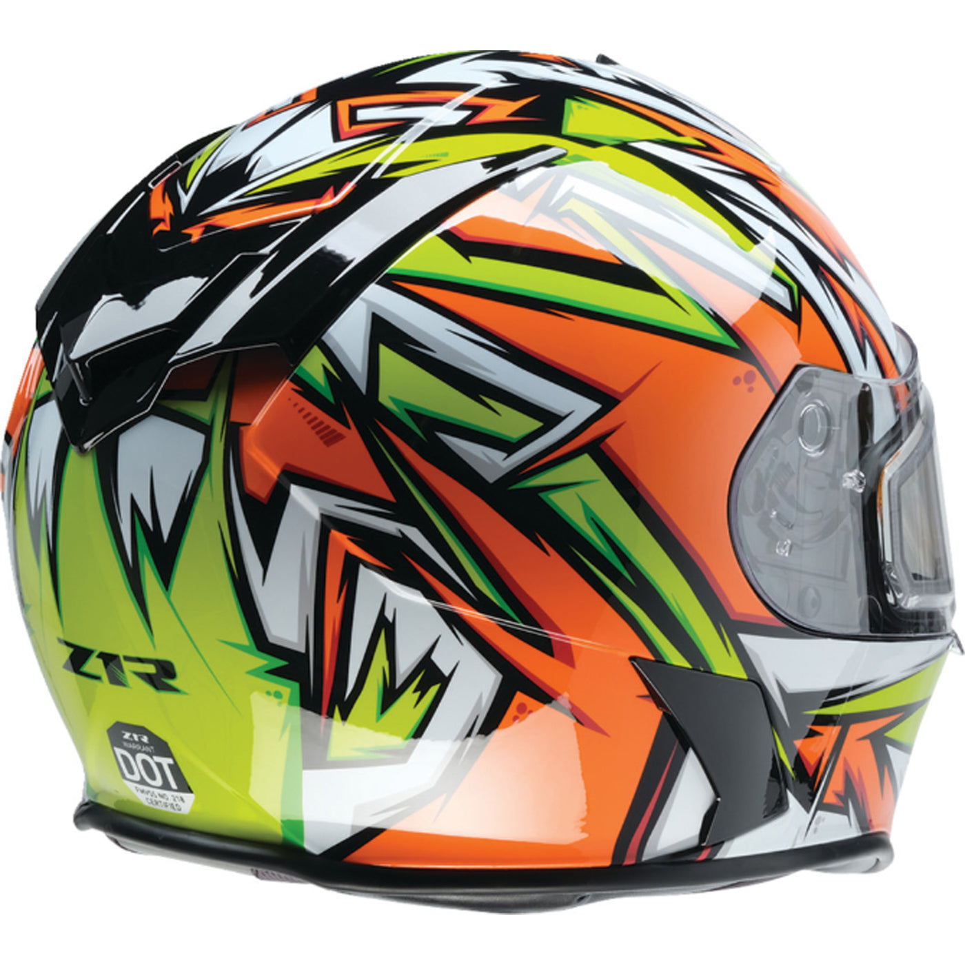 Z1R Warrant Neuron Helmet Orange/Green - Rear Right Side View