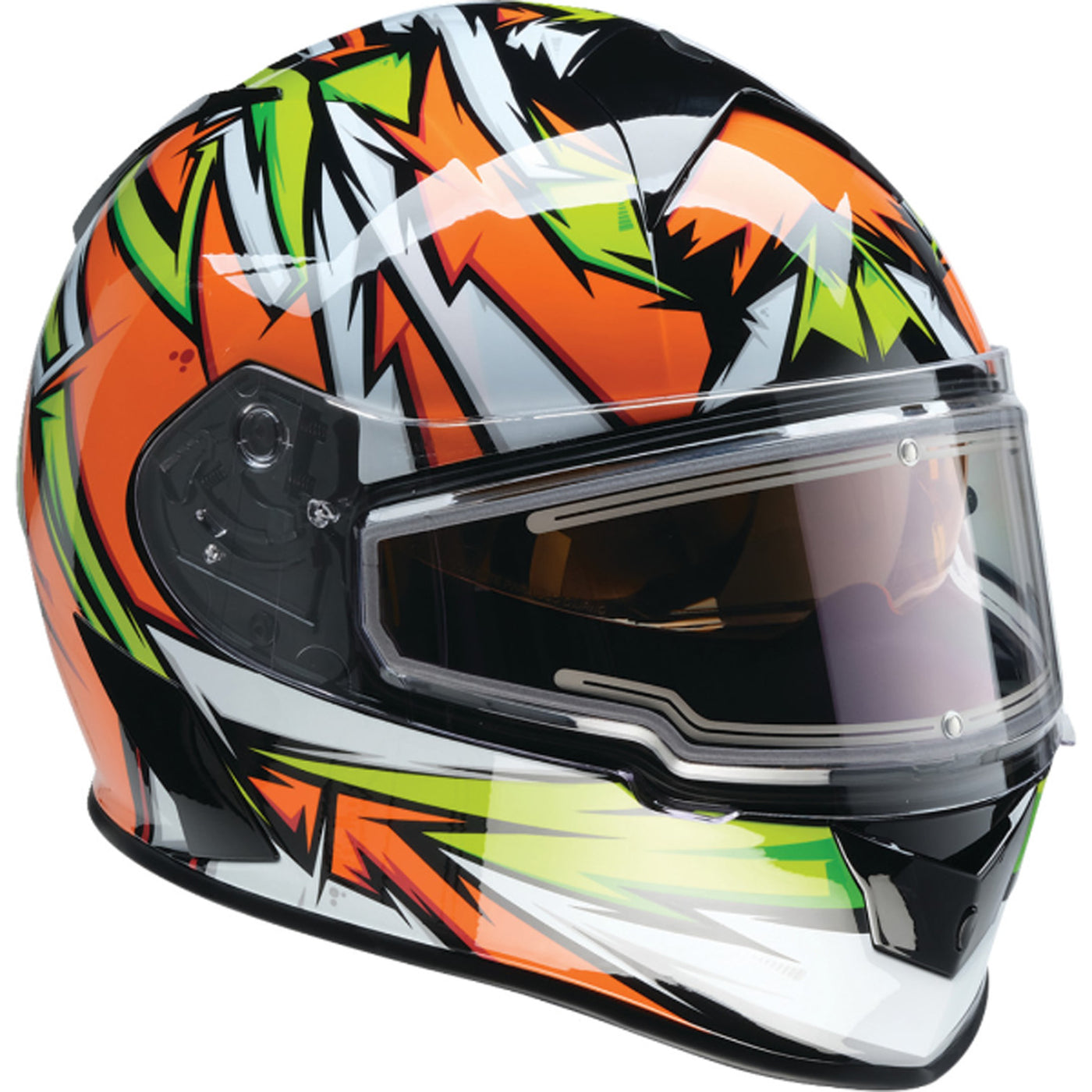 Z1R Warrant Neuron Helmet Orange/Green - Front Right Side View