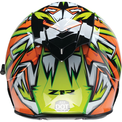 Z1R Warrant Neuron Helmet Orange/Green - Rear View